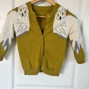 Mustard Yellow Owl Knit Cardigan
